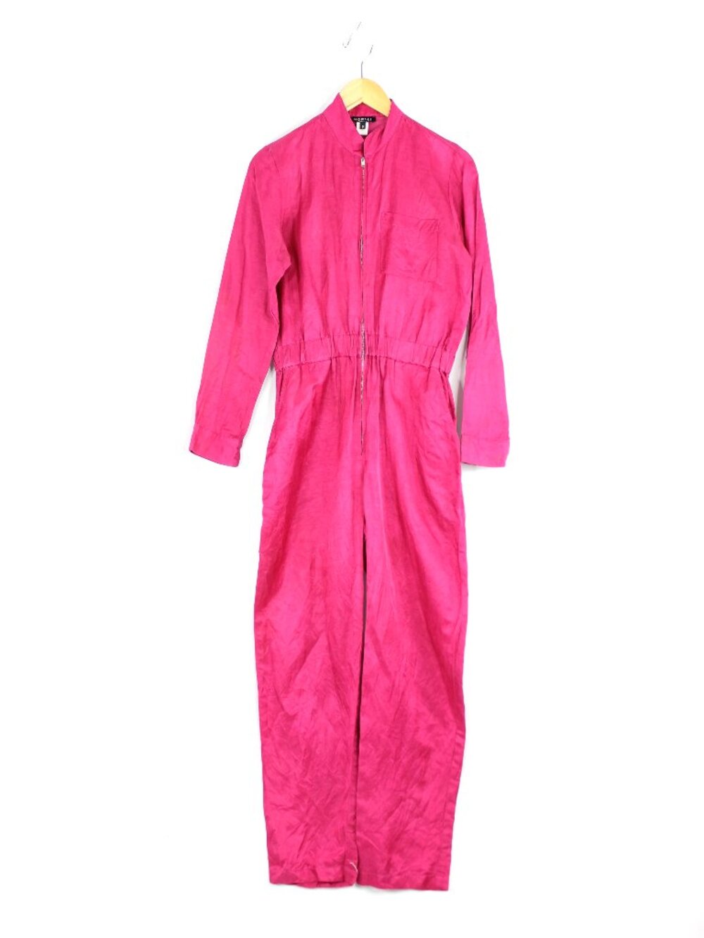 HORSES ATELIER Hot Pink Cupro Linen Satin Zippered Utility Jumpsuit, Size 3/L